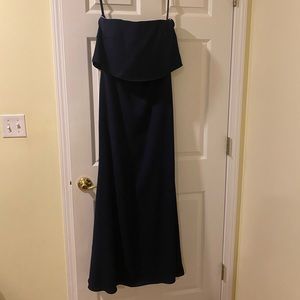 Navy blue, strapless bridesmaid dress
